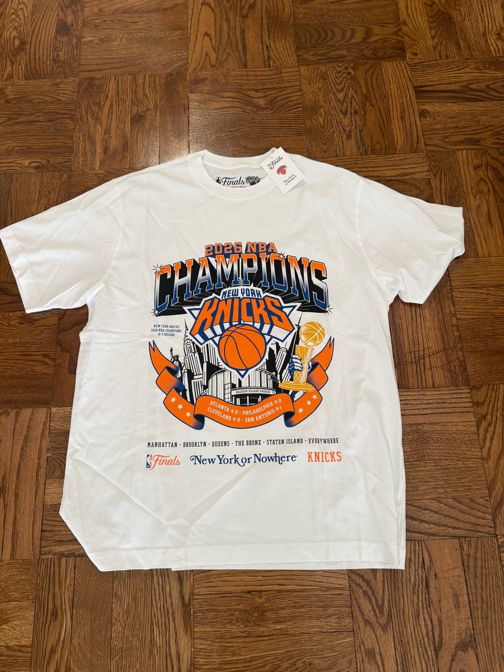 NYON x New York Knicks 2026 NBA Champions White Graphic T-Shirt